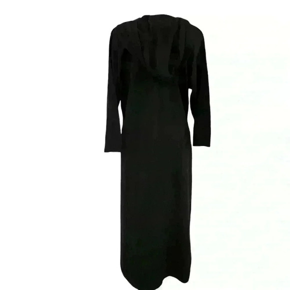 Soho Street Sweater Dress Black Hooded Long Sleeve Button/Slit Sides Size L Fall - Picture 4 of 13